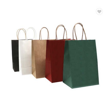 Ein guter Preis. Biologisch abbaubare braune Kraftpapiertüten mit Griff für den Einkauf Online