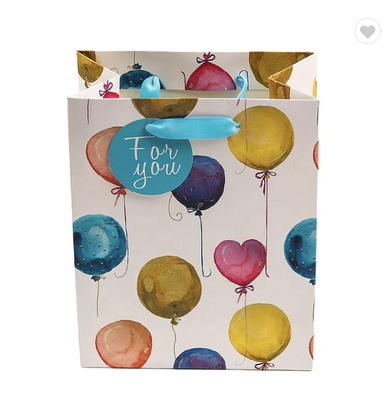 Benutzerdefinierte 25x15x35cm Papier-Einkaufstüte mit Handgriff farbenfrohe Ballonmuster