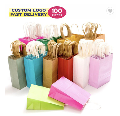 Recyclingpapiertüten Verpackung Braun Schwarz Kraft-Shopping-Papiertüten mit Griff