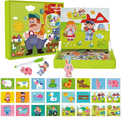 Anpassungen für Kinder Holz Magnet Puzzles Lernspielzeug für 4 Jahre 65 Stück